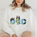 Cartoon Dog Dad Embroidery Design, Blue Character Fatherhood Pattern, Personalized Father Day Embroidery File, Kids Style Men's Shirt Art - Image 2