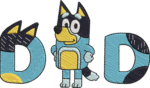 Cartoon Dog Dad Embroidery Design, Blue Character Fatherhood Pattern, Personalized Father Day Embroidery File, Kids Style Men's Shirt Art - Image 4