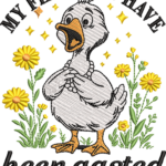 Funny Goose Embroidery Design, Sassy Animal Embroidery Pattern with Flowers, My Flabbers Have Been Gasted File for Tote Bag, Humor Art - Image 4