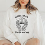 Skeleton Hands Tea Company Embroidery Design, Spooky Fantasy Tea Machine Embroidery Pattern, Bookish Ghost Tea File for Hoodies, Jackets - Image 2