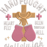 Hard Fought Hallelujah Embroidery Design, Boxing Gloves Cross Machine Pattern, Faith Battle Embroidery File, Spiritual Warrior Design Art - Image 4