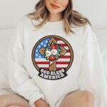 Patriotic Cross Embroidery Design, God Bless America Machine Pattern, USA Flag Floral Circle File, Religious Flower Decor for Jacket, Hat - Image 2