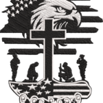 Patriotic Eagle and Cross Embroidery Design, Military Soldiers Praying Machine Embroidery Pattern, American Flag Embroidery File for Vest - Image 4