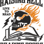Raising Hell Skull Book Embroidery Design, Flaming Reader Machine Pattern, Gothic Literary Embroidery File for Jacket, Edgy Bookish Decor - Image 4