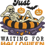 Relaxing Skeleton Halloween Embroidery Design, Pool Float Skeleton Embroidery Pattern, Funny Spooky Embroidery File for T-Shirt, Fall Decor - Image 4