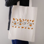 Autumn Ghost Embroidery Design, Cozy Fall Ghost Embroidery Pattern, Ghost Reading Coffee Embroidery File for Sweatshirt, Halloween Leaves - Image 3