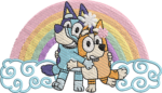 Rainbow Puppy Hug Embroidery Design, Colorful Cartoon Dogs Machine Embroidery Pattern, Cute Animal Sibling Embroidery File for Kids Apparel - Image 4