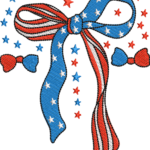 Patriotic Bow Embroidery Design, USA Flag Ribbon Machine Embroidery Pattern, Red White Blue Stars Embroidery File for Shirts, Coquette Art - Image 4