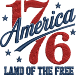 Retro America 1776 Embroidery Design, Land of the Free Machine Embroidery Pattern, Vintage Patriotic 1776 Star Embroidery File for Shirt (Copy) (Copy) - Image 4