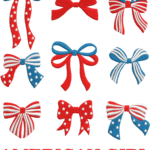 Patriotic Bow Embroidery Bundle, Red White Blue Stars and Stripes Coquette Machine Embroidery Design, American Theme Ribbon Pattern File - Image 4