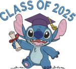 Class of 2025 Alien Graduation Embroidery, Blue Monster Grad Cap Design, School Achievement Pattern, Cute Space Creature Embroidery File - Image 4