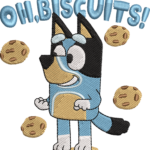 Blue Dog and Cookies Embroidery Design, Cartoon Puppy Machine Embroidery Pattern, Playful Canine Embroidery File for Kids Shirt, Blanket (Copy) - Image 4