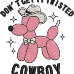 Pink Balloon Dog Cowboy Embroidery Design, Western Animal Machine Embroidery Pattern, Playful Hat Embroidery File for Jacket, Backpack - Image 4