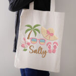 Summer Beach Essentials Embroidery Design, Salty Text Machine Embroidery Pattern, Tropical Island Embroidery File for Beach Bag, Sundress - Image 3