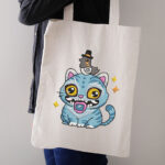 Blue Monster Cat with Bird Embroidery Design, Cute Creepy Creature Machine Embroidery Pattern, Colorful Fantasy Animal File for Children - Image 3