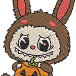 Bunny Monster with Halloween Pumpkin Embroidery, Cute Spooky Rabbit Machine Embroidery Design, Holiday Creature Pattern for Kids Clothing - Image 4