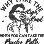 Psycho Path Retro Woman Embroidery Design, Sarcastic Wine Lady Machine Embroidery Pattern, Vintage Style Quote Embroidery File for Decor - Image 4