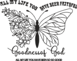 Spiritual Butterfly and Flowers Embroidery Design, Goodness of God Religious Machine Embroidery Pattern, Christian Butterfly Stitch File - Image 4