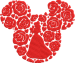 Floral Mouse Head Embroidery Design, Red Roses Silhouette Machine Embroidery Pattern, Princess Theme Flower Embroidery File for Clothing - Image 4