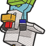 Pixel Block Character on Bird Embroidery Design, Video Game Inspired Machine Embroidery Pattern, Funny Gamer Boy Embroidery File for Shirt - Image 4