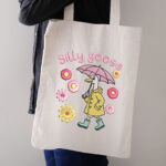 Silly Goose Raincoat Embroidery Design, Goose with Umbrella Machine Embroidery File, Yellow Rain Coat Bird Pattern, Floral Goose Design - Image 3