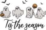 Tis the Season Ghost Embroidery Design, Cute Halloween Ghost Machine Embroidery File, Pumpkin Balloon Ghost Pattern, Spooky Bats Design - Image 4