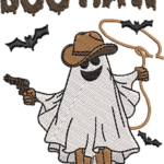 Boo Haw Cowboy Ghost Embroidery Design, Funny Halloween Ghost Machine Embroidery Pattern, Ghost with Lasso and Gun Embroidery Design File - Image 4