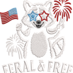 Feral and Free Raccoon Embroidery Design, Funny Patriotic Machine Embroidery Pattern, 4th of July Raccoon File for T-Shirts, Sweatshirts - Image 4