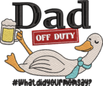 Funny Dad Duck Embroidery Design, Beer Mug Off Duty Machine Embroidery Pattern, Humorous White Duck File for Father's Day Hat or Apron - Image 4
