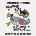 Funny Sarcastic Mallard Duck Embroidery Design, Cool Duck with Sunglasses Machine Embroidery Pattern, Humor Animal File for Caps, Jackets