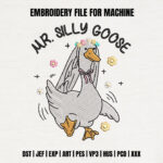Mr Silly Goose Embroidery Design, Whimsical Bird in Flower Crown Machine Embroidery Pattern, Cute Animal Embroidery File for Baby Gift, Tee