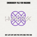 Purple Celtic Knot Embroidery Design, Abstract Geometric Embroidery Pattern, Interlocking Heart Embroidery File for Hoodie, Sweatshirt Art