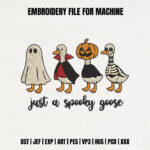 Just a Spooky Goose Embroidery Design, Halloween Goose in Costumes Machine Embroidery Pattern, Funny Autumn Bird Embroidery File Crewneck