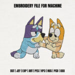 Cartoon Blue Dog and Orange Dog Embroidery Design, Heeler Sibling Hug Machine Embroidery Pattern, Playful Puppy Embroidery File for Kids