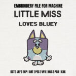 Little Miss Cartoon Dog Embroidery Design, Square Puppy Machine Embroidery Pattern, Cute Character Embroidery File for Child Outfit, Bib