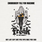 Freak In The Sheets Ghost Embroidery Design, Sexy Spooky Girl Machine Embroidery Pattern, Pinup Ghost File for Jacket, Aesthetic Hoodie