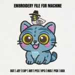 Happy Blue Monster Kitty Embroidery Design, Friendly Creature with Bird Machine Embroidery Pattern, Playful Animal File for Baby Apparel (Copy)