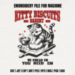 Kitty Biscuits Bakery Embroidery Design, Funny Cat Machine Embroidery Pattern, Baking Kitten Embroidery File for Aprons, Kitchen Towels
