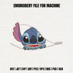 Peeking Blue Monster Embroidery Design, Zipper Opening Machine Embroidery Pattern, Cute Alien Peeking File for Pocket, Hoodie, or Jacket