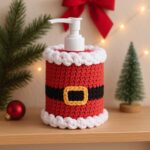 Santa Soap Dispenser Cover Crochet Pattern, Christmas Bathroom Decor PDF, Santa Suit Cozy Pattern, Easy Holiday Crochet Tutorial