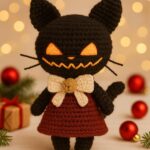 Black Cat in Fall Dress Amigurumi Crochet Pattern (PDF) – Beginner Tutorial, Cute Plush with Hat, Fall Home Decor, Instant Download