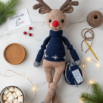 Christmas Reindeer Crochet Pattern | Reindeer with Bag Amigurumi PDF