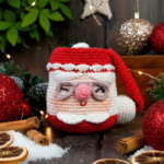 Cup of Mrs. Claus Crochet Pattern PDF | Christmas Amigurumi Ornament Digital Download