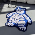 Fluffy 3D Tufted Skeleton Cartoon Rug: Handmade Plushy Floor Decor
