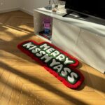 Funny Christmas Rug | "Merry Kissmyass" Tufted Carpet - Image 10