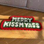Funny Christmas Rug | "Merry Kissmyass" Tufted Carpet - Image 7