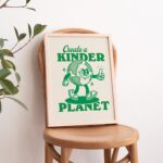 Retro Quote Art Print, Planet Earth Illustration, Trendy 70s Poster Print, A3 A4 A2 Wall Decor,  Vintage Aesthetic Poster, Green, UNFRAMED - Image 2