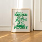 Retro Quote Art Print, Planet Earth Illustration, Trendy 70s Poster Print, A3 A4 A2 Wall Decor,  Vintage Aesthetic Poster, Green, UNFRAMED