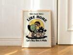 Retro Frog Wall Decor, Trendy Mushroom Illustration, A3 A4 A2 Prints, Large Colorful 70s Poster, Retro Colors, Positive Quote, UNFRAMED