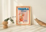 Cocktail Recipe Print, Tequila Sunrise Poster, Alcohol Recipe Prints, Art Deco Poster, Kitchen Bar Dining Room Print, Gallery Wall, UNFRAMED